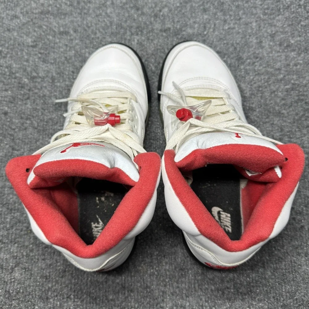 Jordan 5 Retro Fire Red‎ Kids 6Y White Basketball Shoes 440888-102